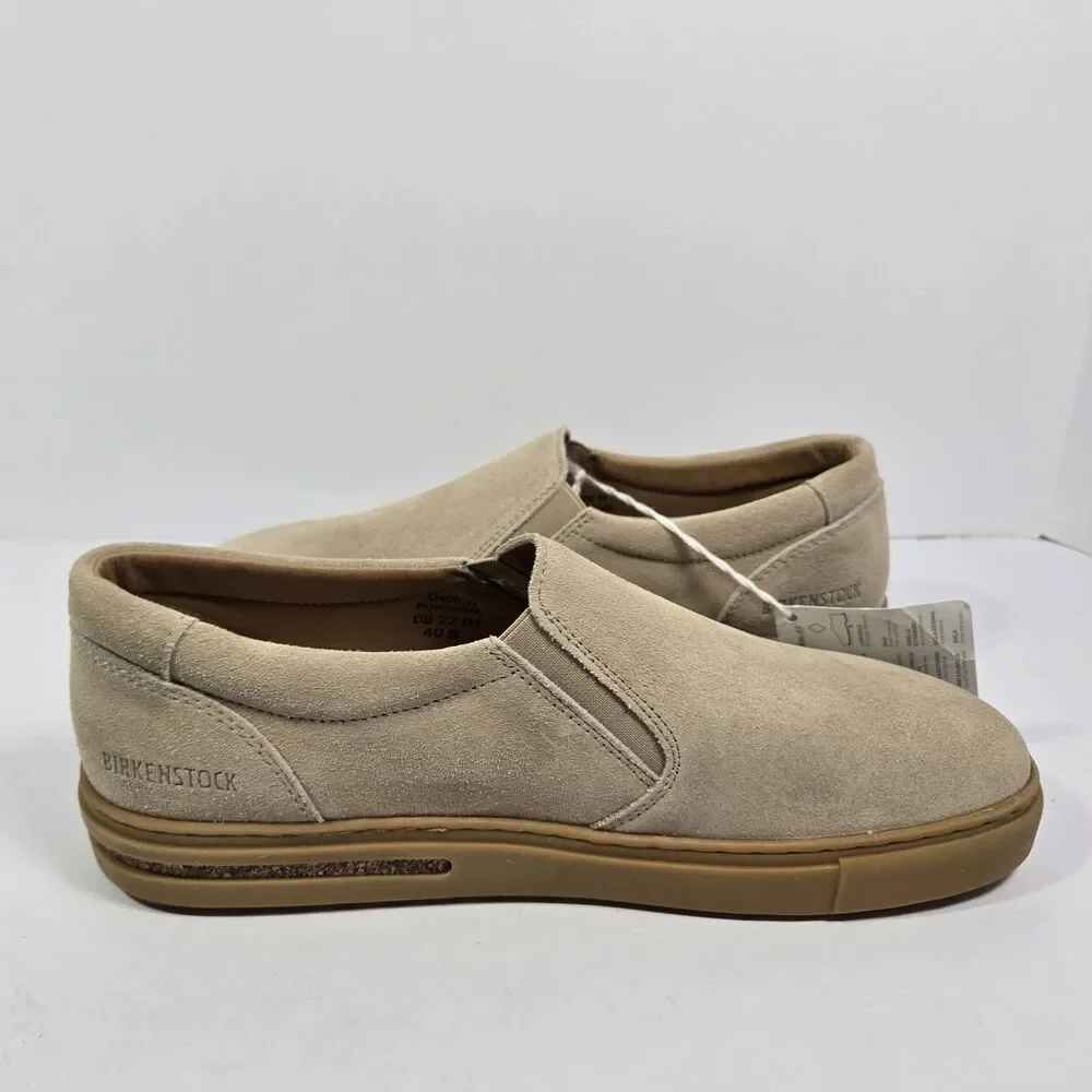 Birkenstock Women's Beige Suede Slip-On Flats